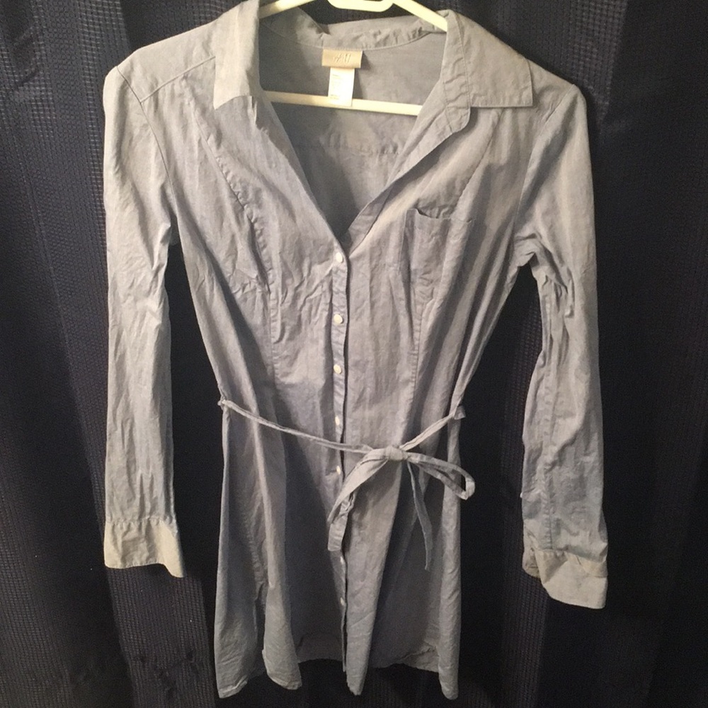 Long sleeve denim look dress